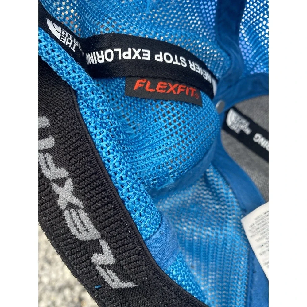 The North Face Graphic Patch Trucker Hat Cap Blue FlexFit L -‎ XL Tested Proven